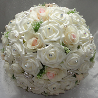 Vintage Blush Fresh Touch Roses and Ivory Polyfoam Roses